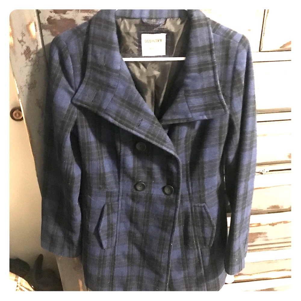 Navy & Black plaid jacket. Excellent condition